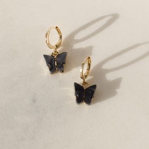 Navy Blue Butterfly Huggie Earrings 🤍